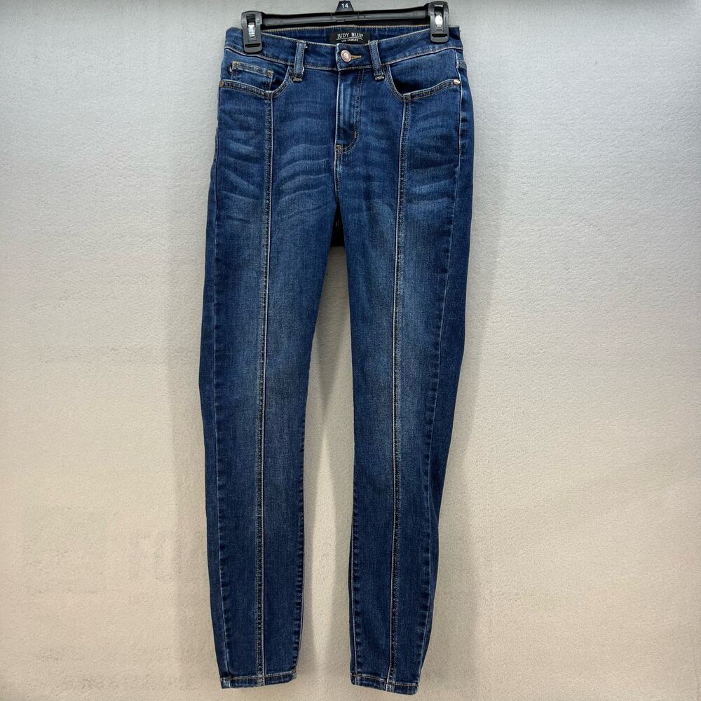 Judy Blue Jeans Women's 3/26 Dark Blue Skinny Fit Mid Seam Ankle Preppy Normcore
